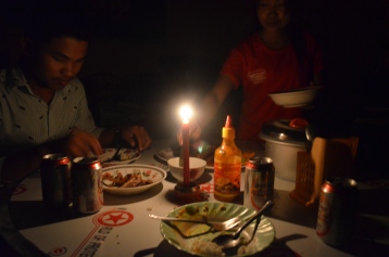 There was a blackout in the whole village during the dinner